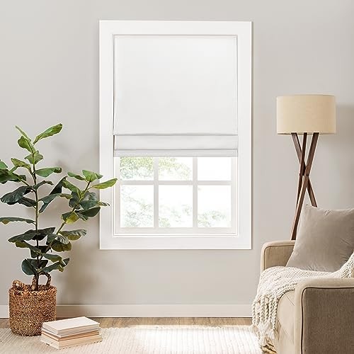 ECLIPSE LANE CORDLESS ROMAN SHADES FOR WINDOWS X 35 IN WIDE X 64 IN LONG – WHITE