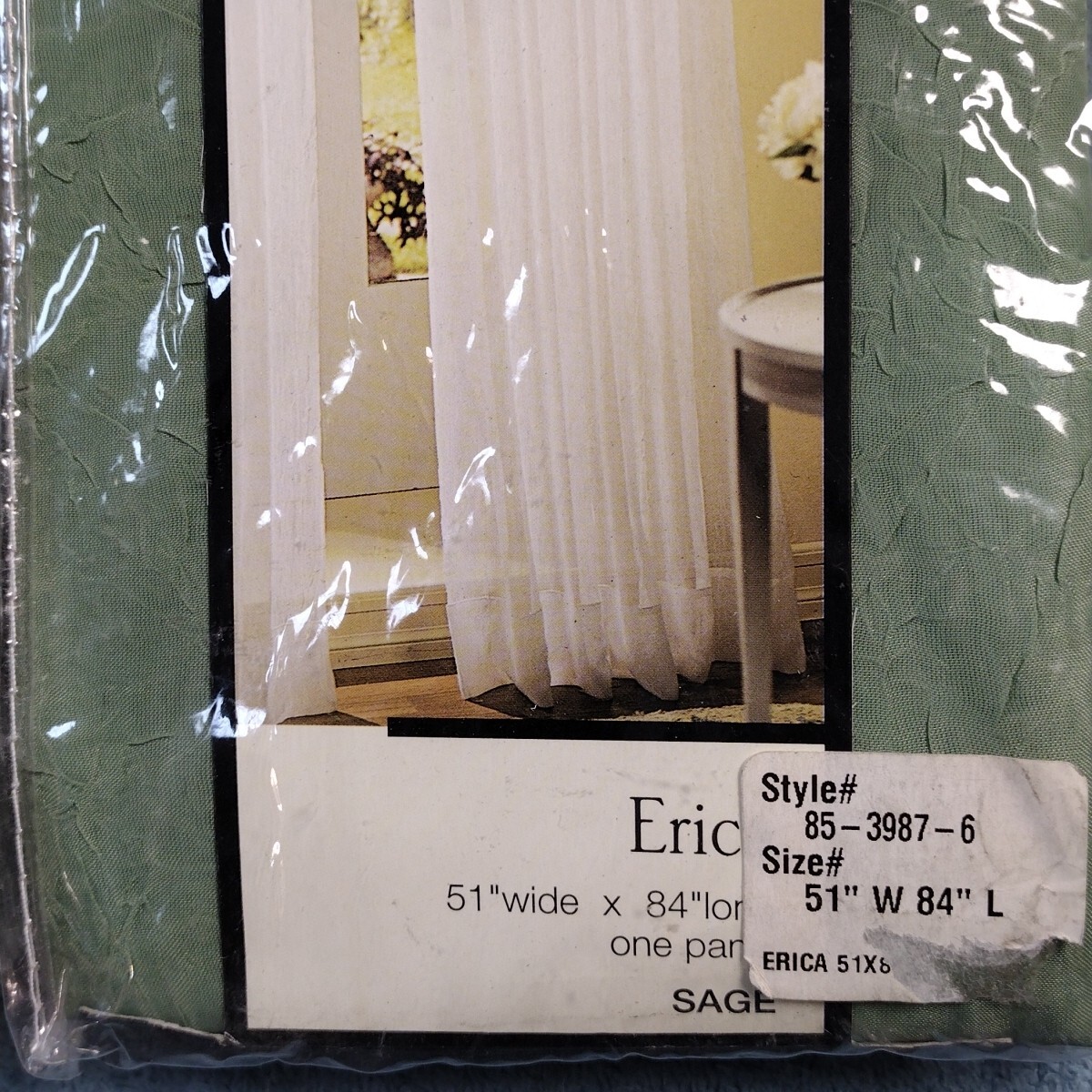 Erica Crushed Sheer Voile Curtain Panel, 51″ x 84″, Sage W/ Voile Scarf