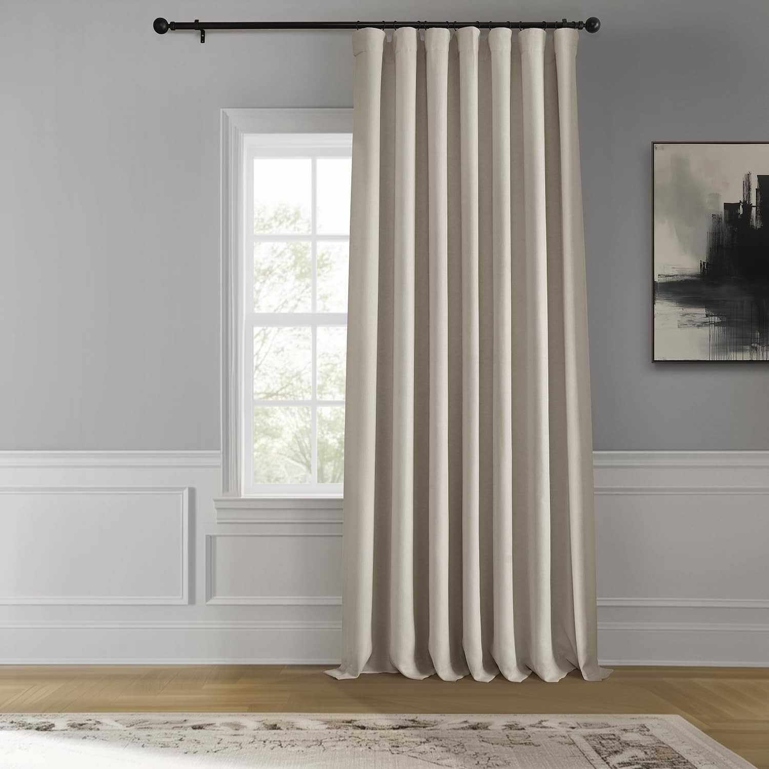 Birch Linen Curtain Panel 100×120 Room Darkening Light Control Premium Fabric