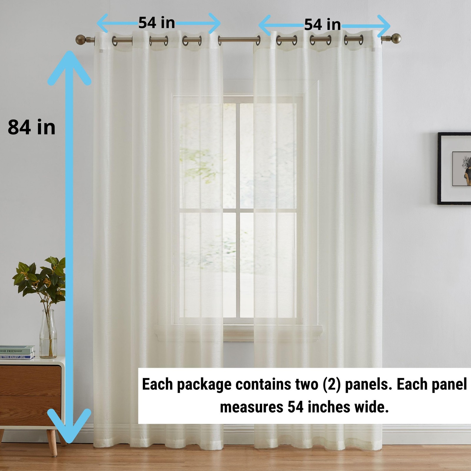 HLC.ME 2 Piece Premium Semi Sheer Voile Window Curtain Grommet Panels for Bed…
