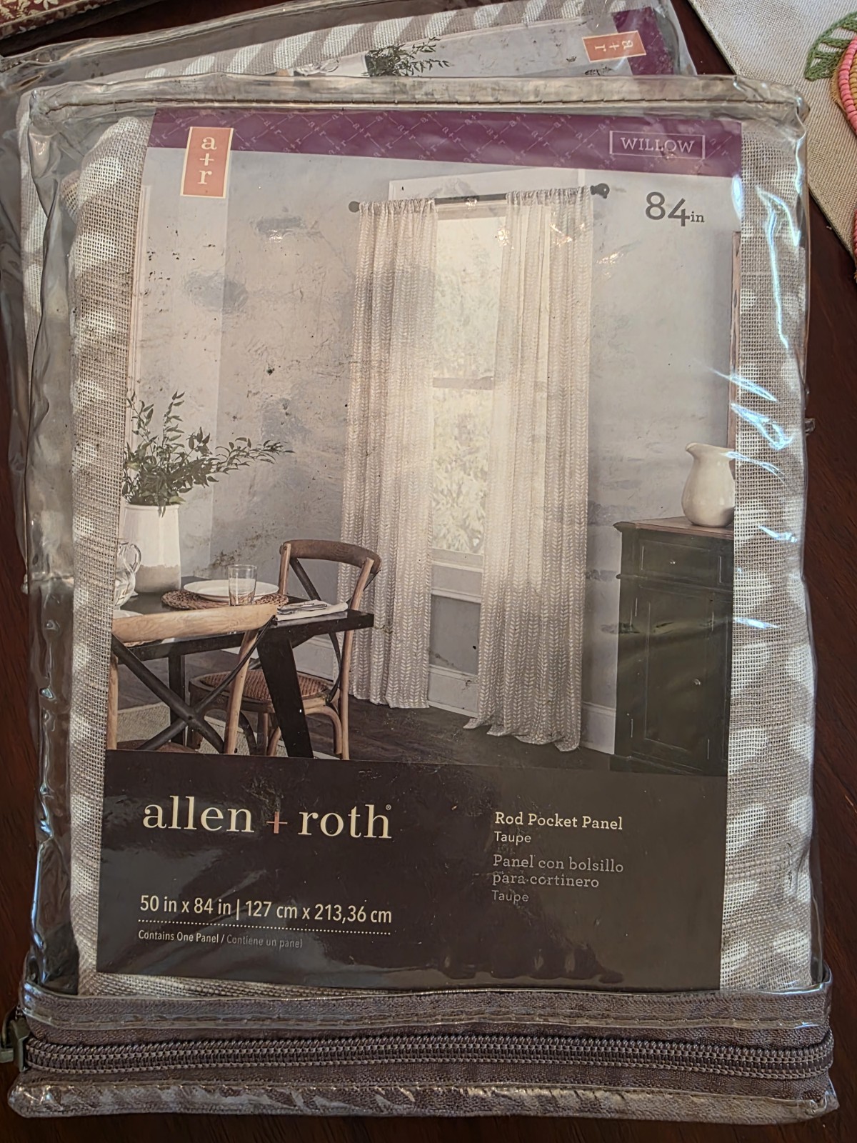 New Allen Roth Willow Curtain Panels 50×84 Botanical Earthy Taupe Minimalist