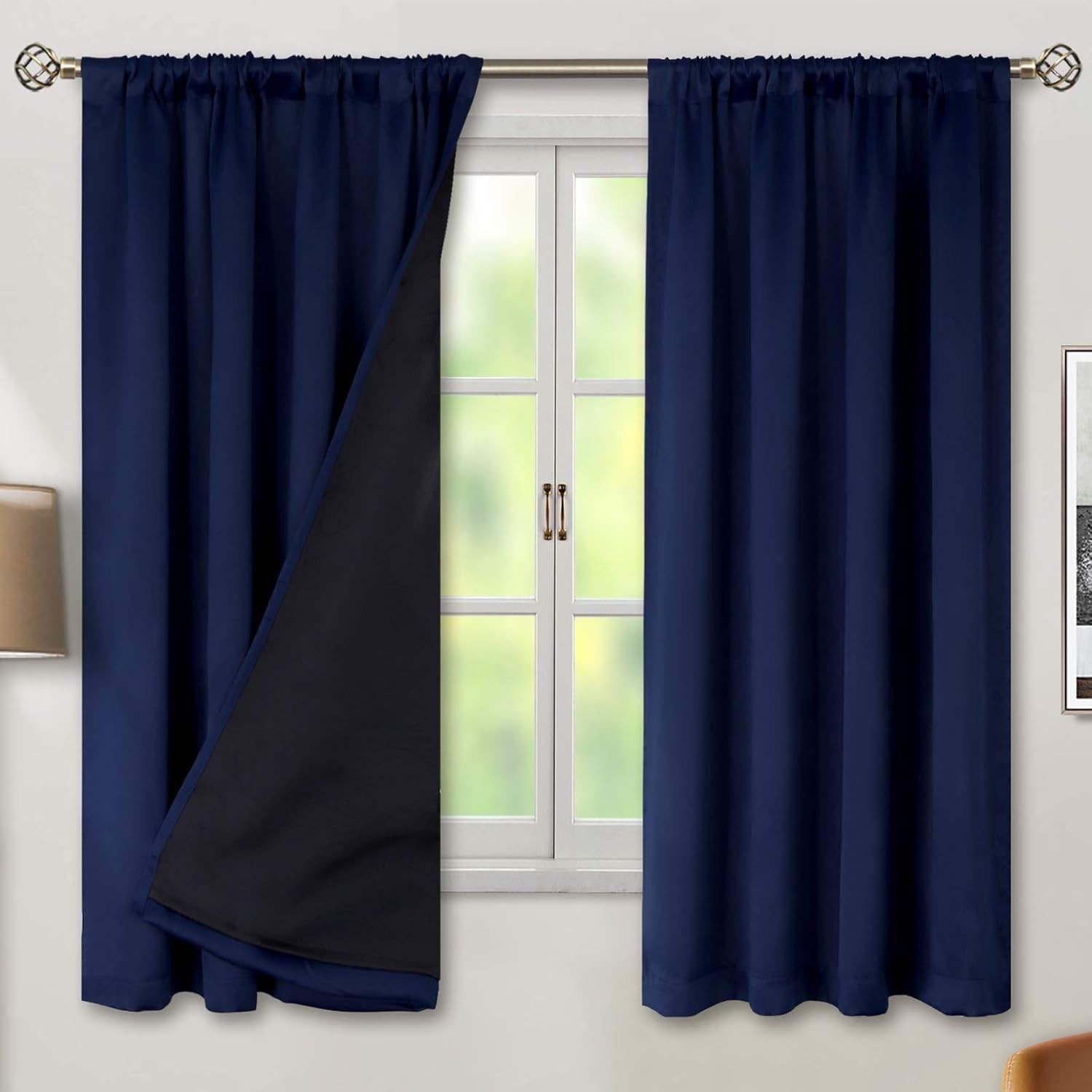 100% Full Blackout Curtains 2 Panels Set Thermal Insulated Soundproof Drapery