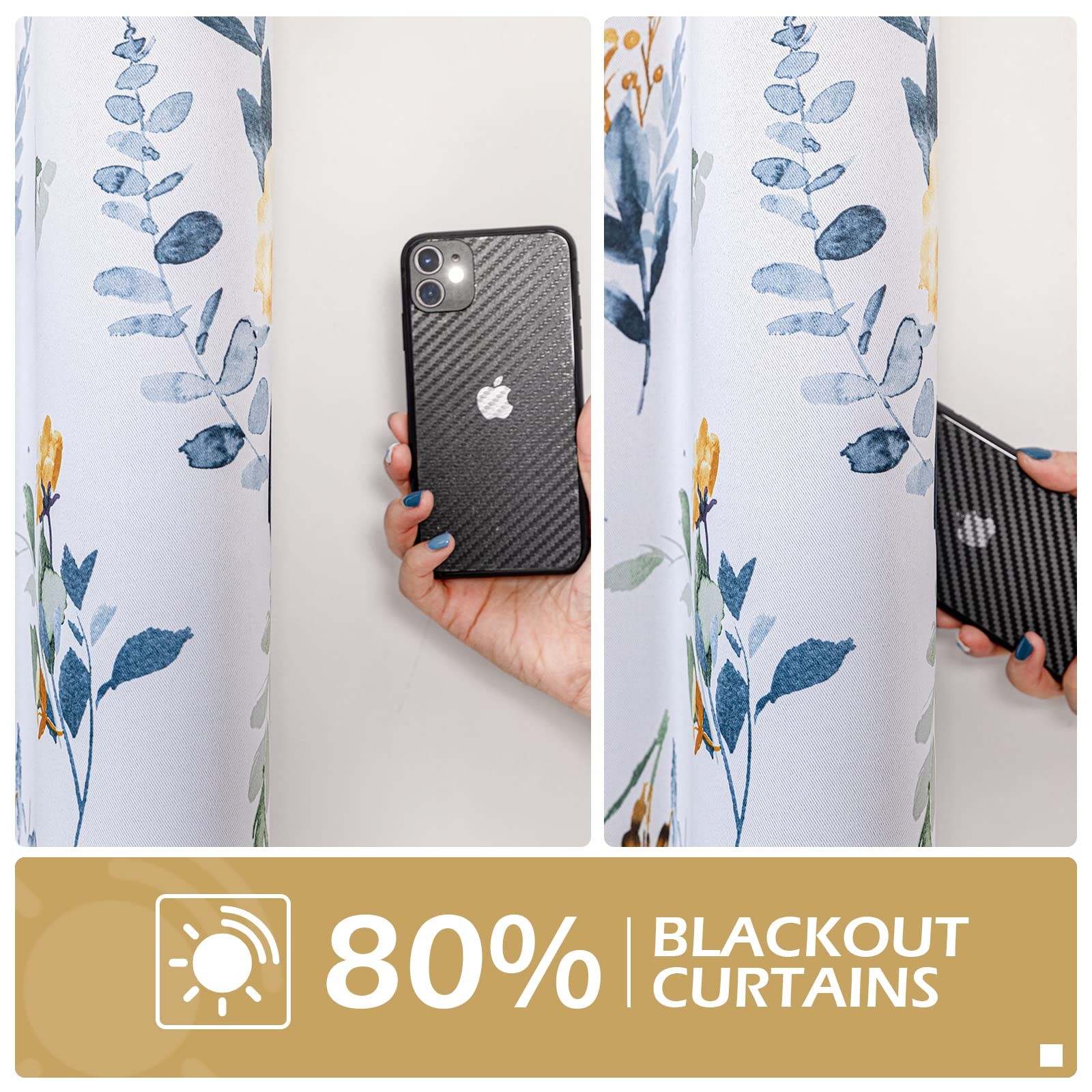 MYSKY HOME Floral Curtains 84 inches Long Living Room Curtains Room Darkening…