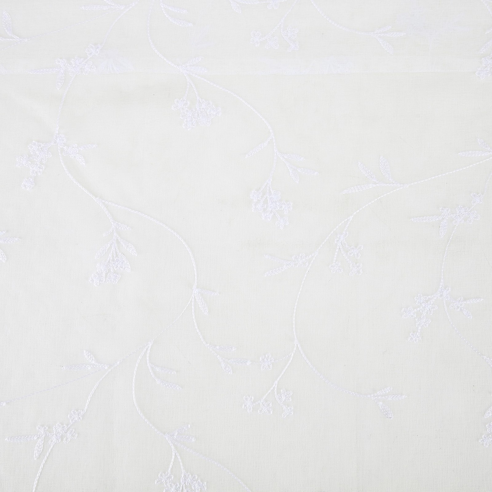 Delia Embroidered Floral Sheer Rod Pocket Curtain Panel, 50″ x 84″, Ivory Off…