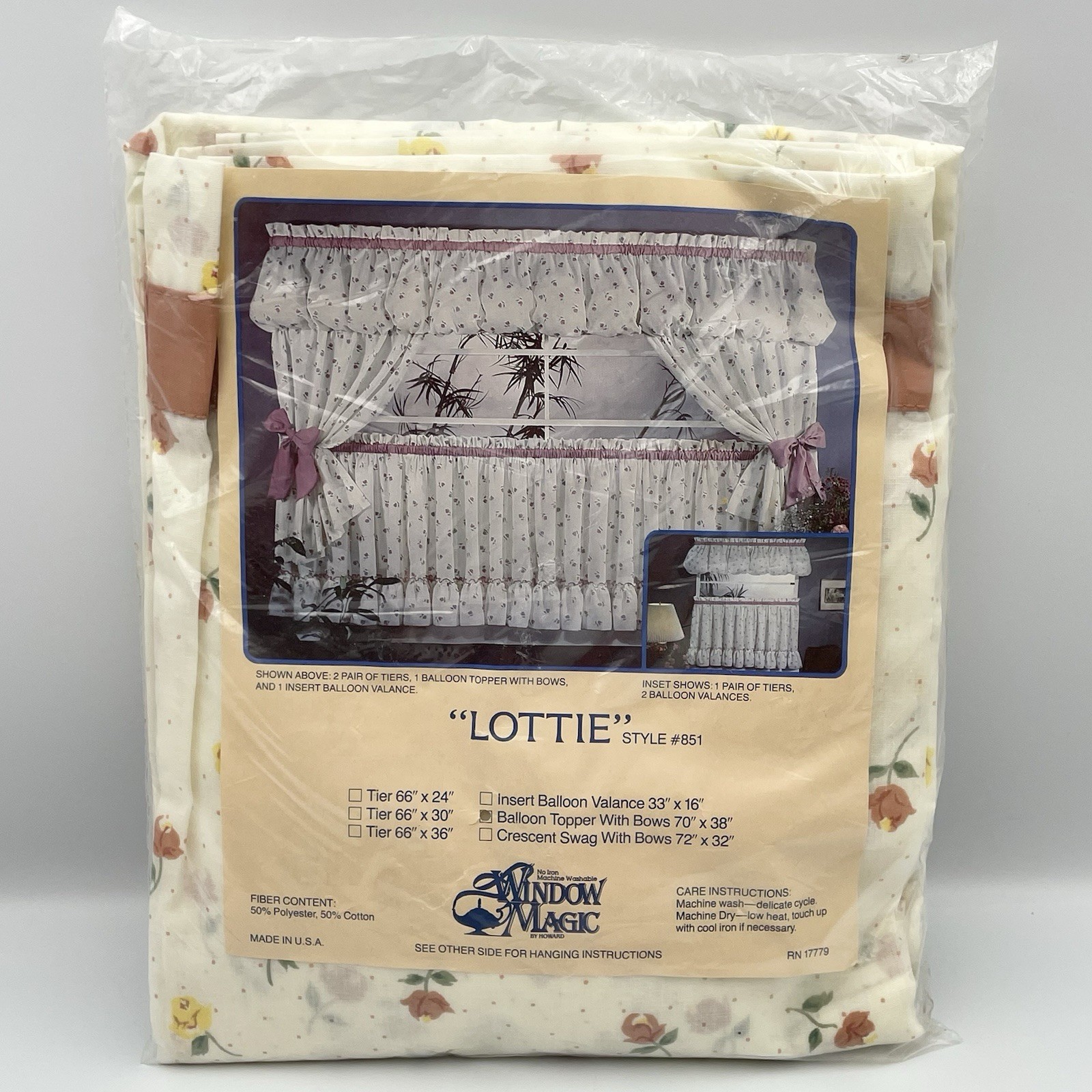 Vintage Window Magic Lottie Floral Balloon Topper W Bows Curtains NIP USA