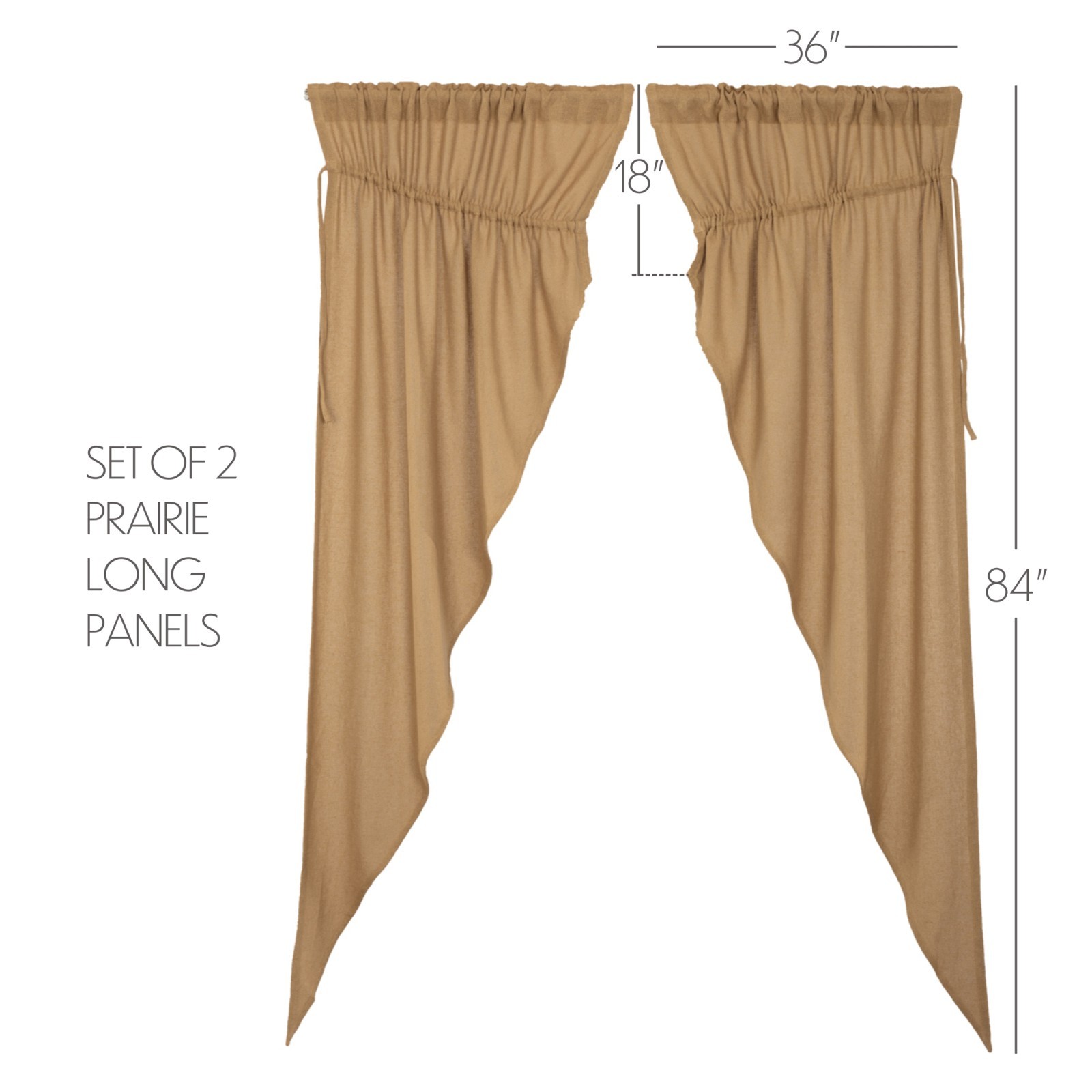 Natural Burlap Soft Woven Cotton Country Gathered Long Prairie Curtains