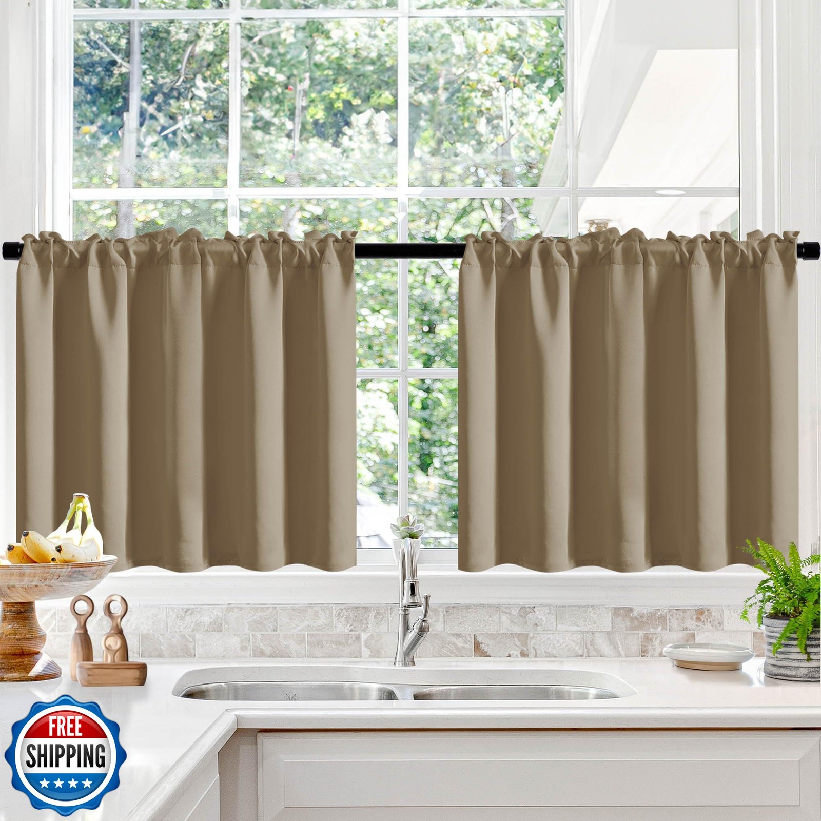 Deconovo Short Blackout Curtains Panels for Bathroom/Kitchen – Thermal Insula
