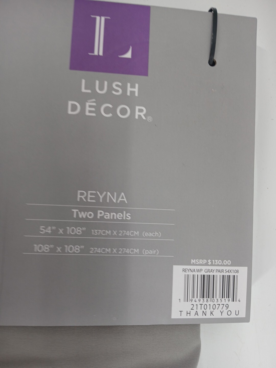 2 Panel Set Pair Reyna Ruffle Window Curtain (54″ W x 108″ L) Gray