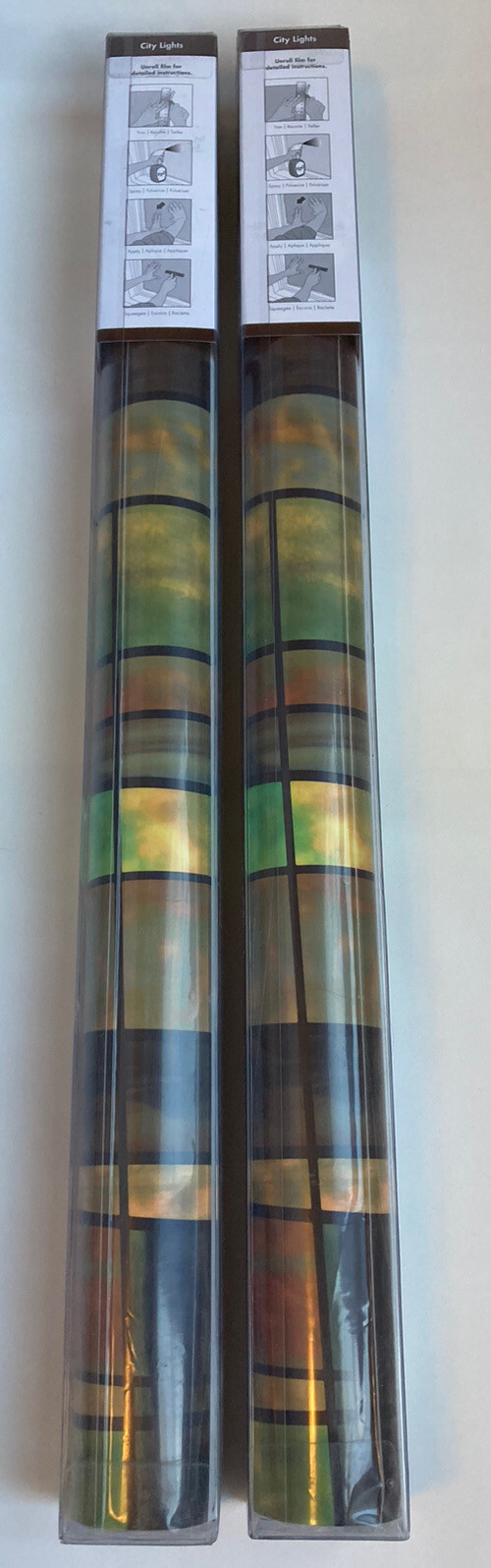 2 NEW Artscape Stained Glass Privacy Decorative Window Film 24 x 36 City Lights