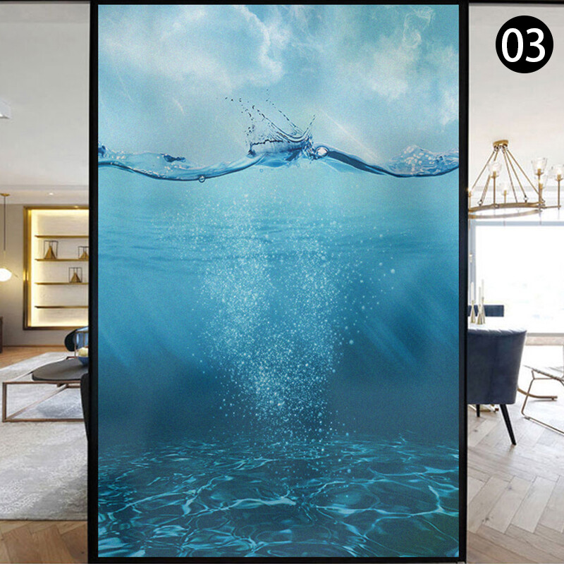 New Ocean Underwater Static Clings Frosted Glass Stained Window Sticker Film