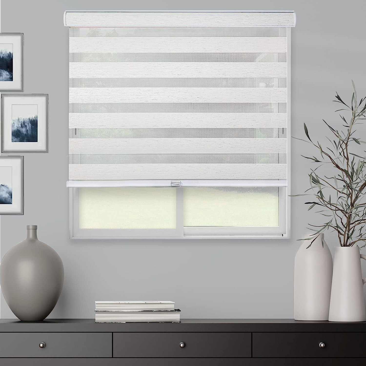 CHICOLOGY Zebra Blinds Roller Window Shades 21″W X 72″H, Basic Natural
