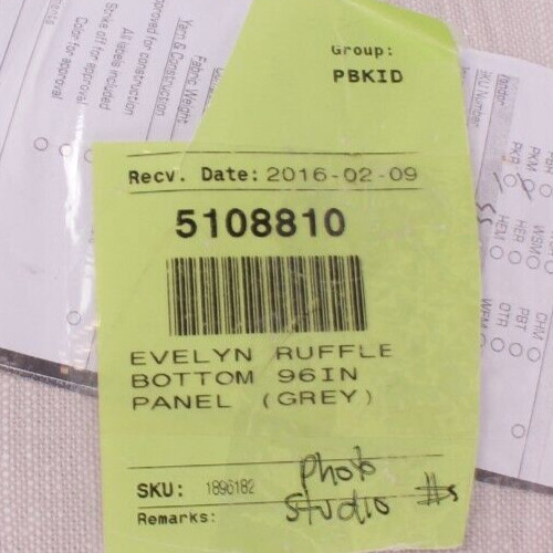 (1) Pottery Barn Evelyn Linen Ruffle bottom blackout curtain panel, 44×96, gray
