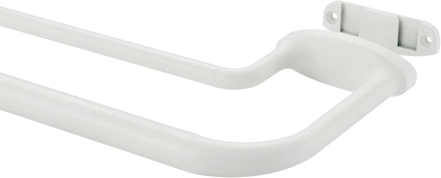 Matte White Double Wrap Around Curtain Rod for Windows 72-144 Inches w/Brackets