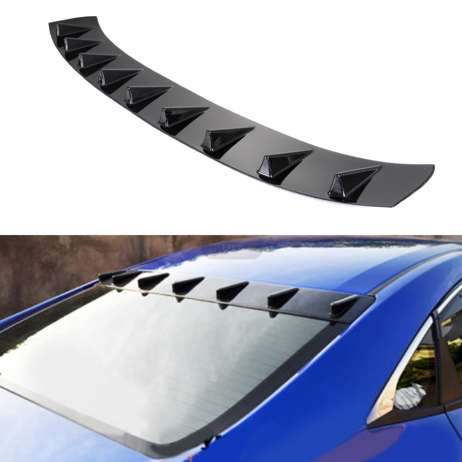 Shark Fin Roof Spoiler for 2016-2020 Honda Civic Sedan ABS Glossy Carbon Look