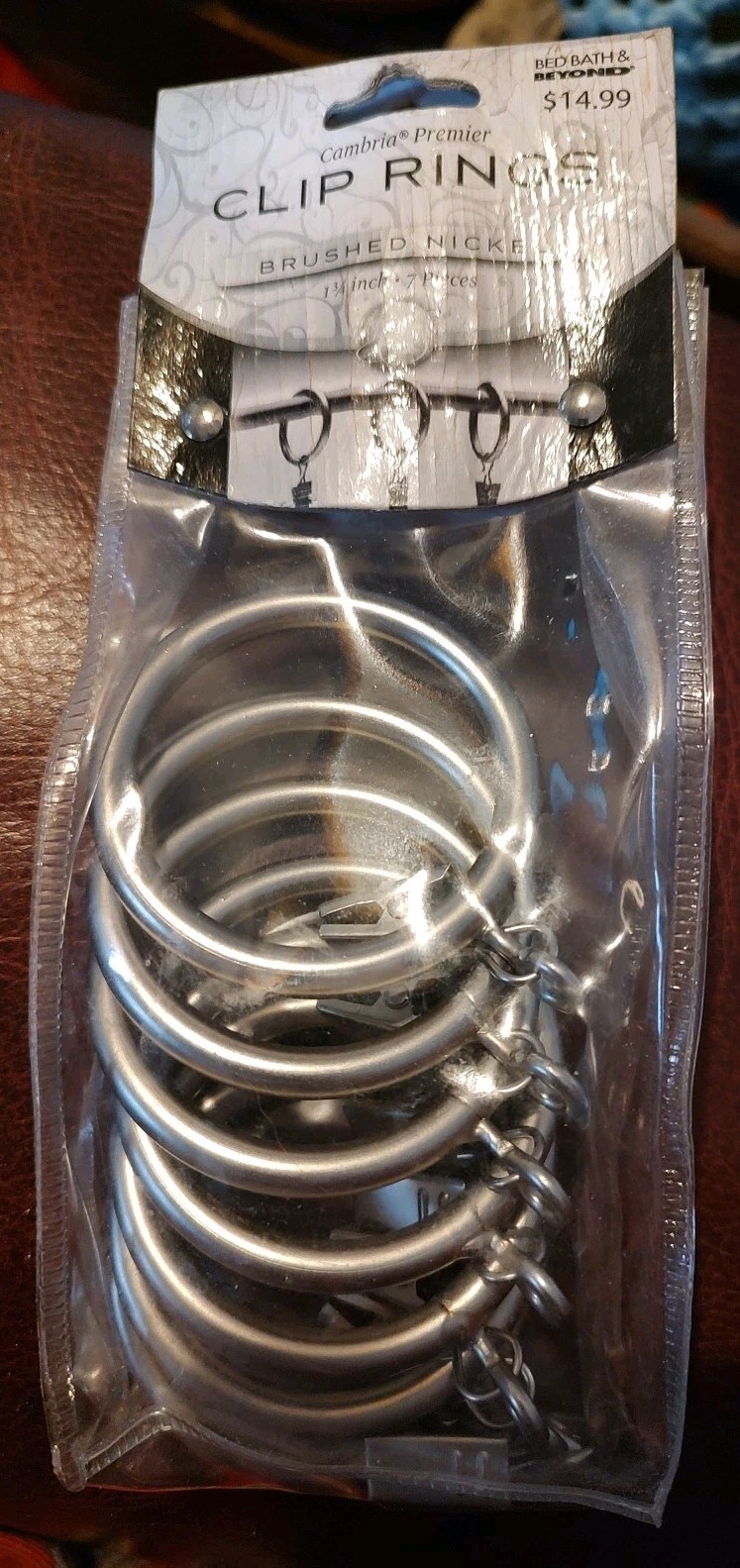 CAMBRIA Premier CLIP RINGS 1-3/4″ Brushed Nickel 7 Pieces for Draperies