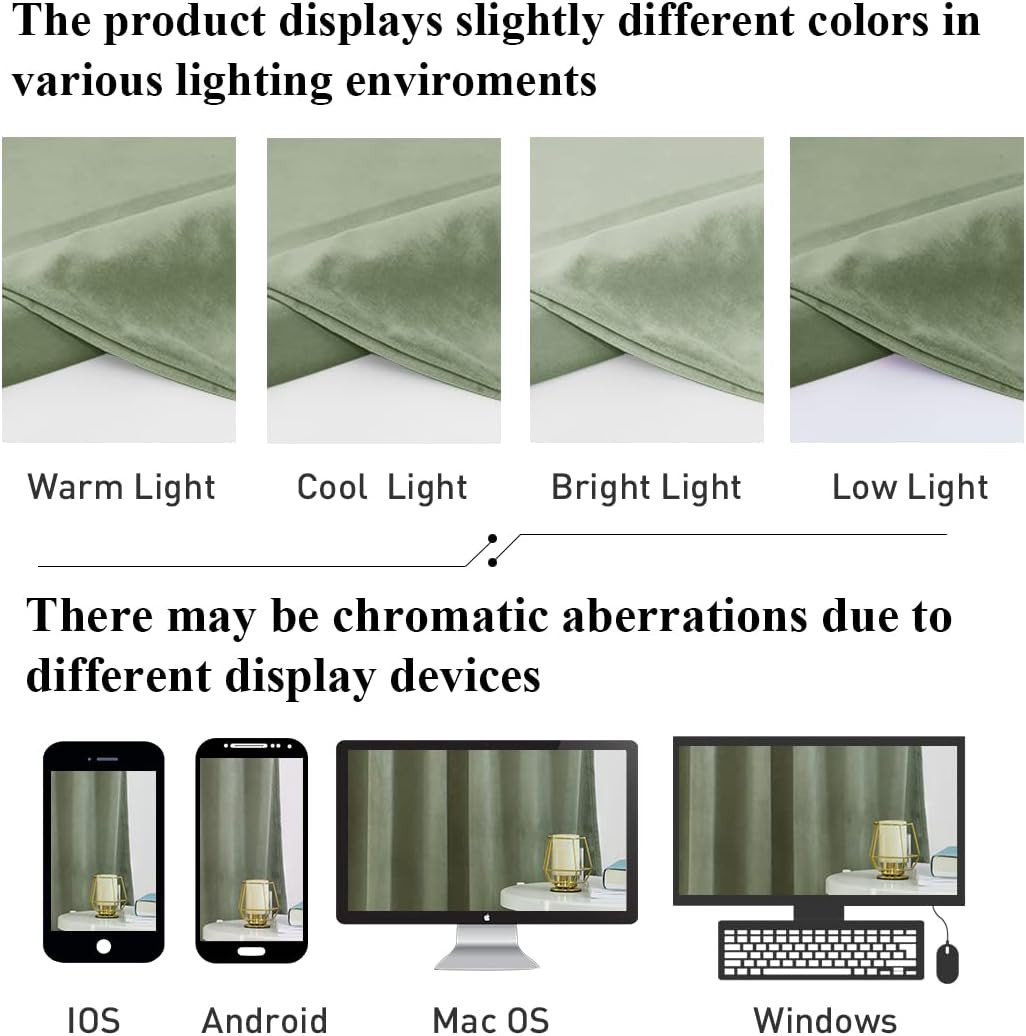Super Soft Velvet Sage Green Curtains 108″ Long, 2 Panels for Privacy