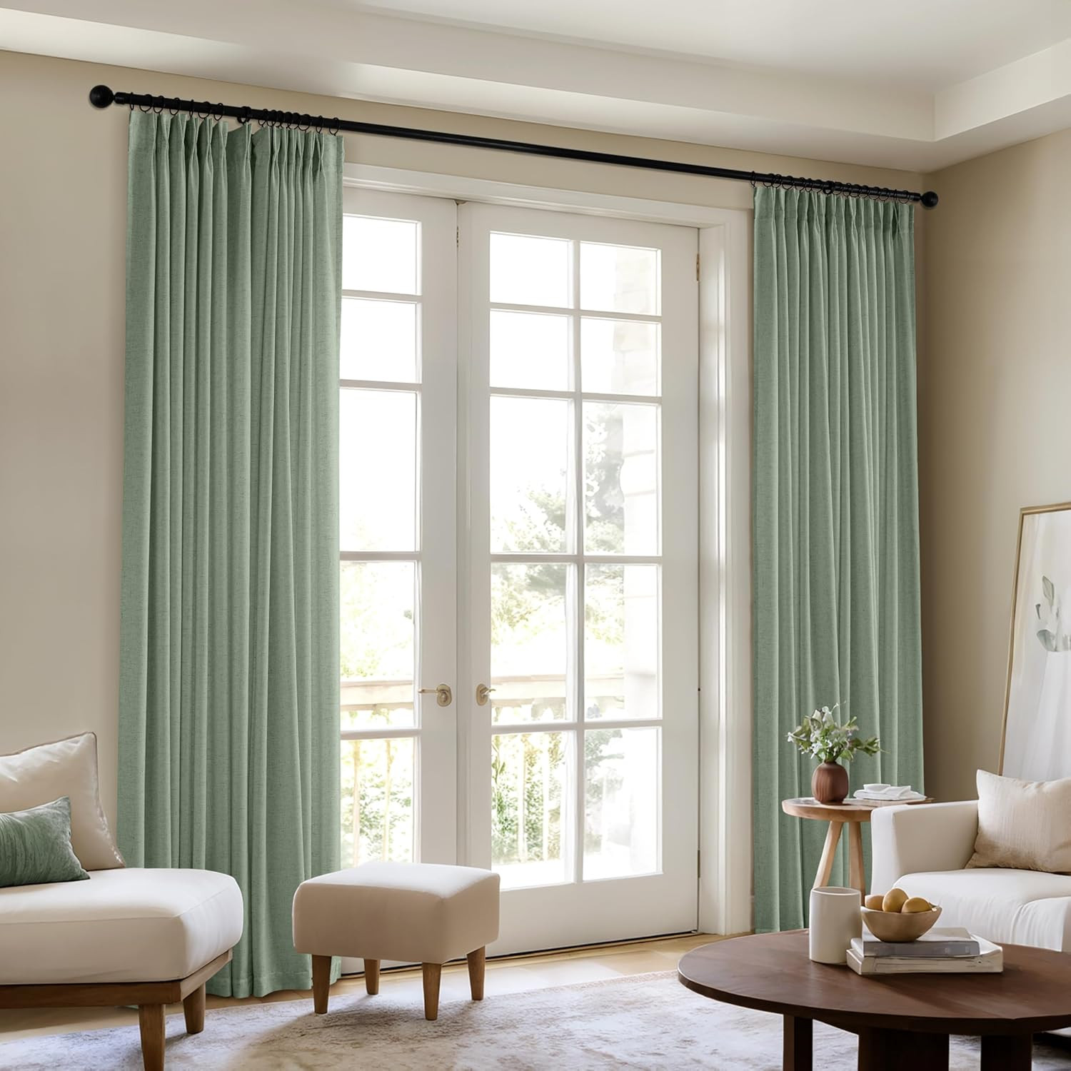 Memory Trained Pinch Pleated Curtains 63 Inches Long, Viral Linen Pinch Pleat Sh