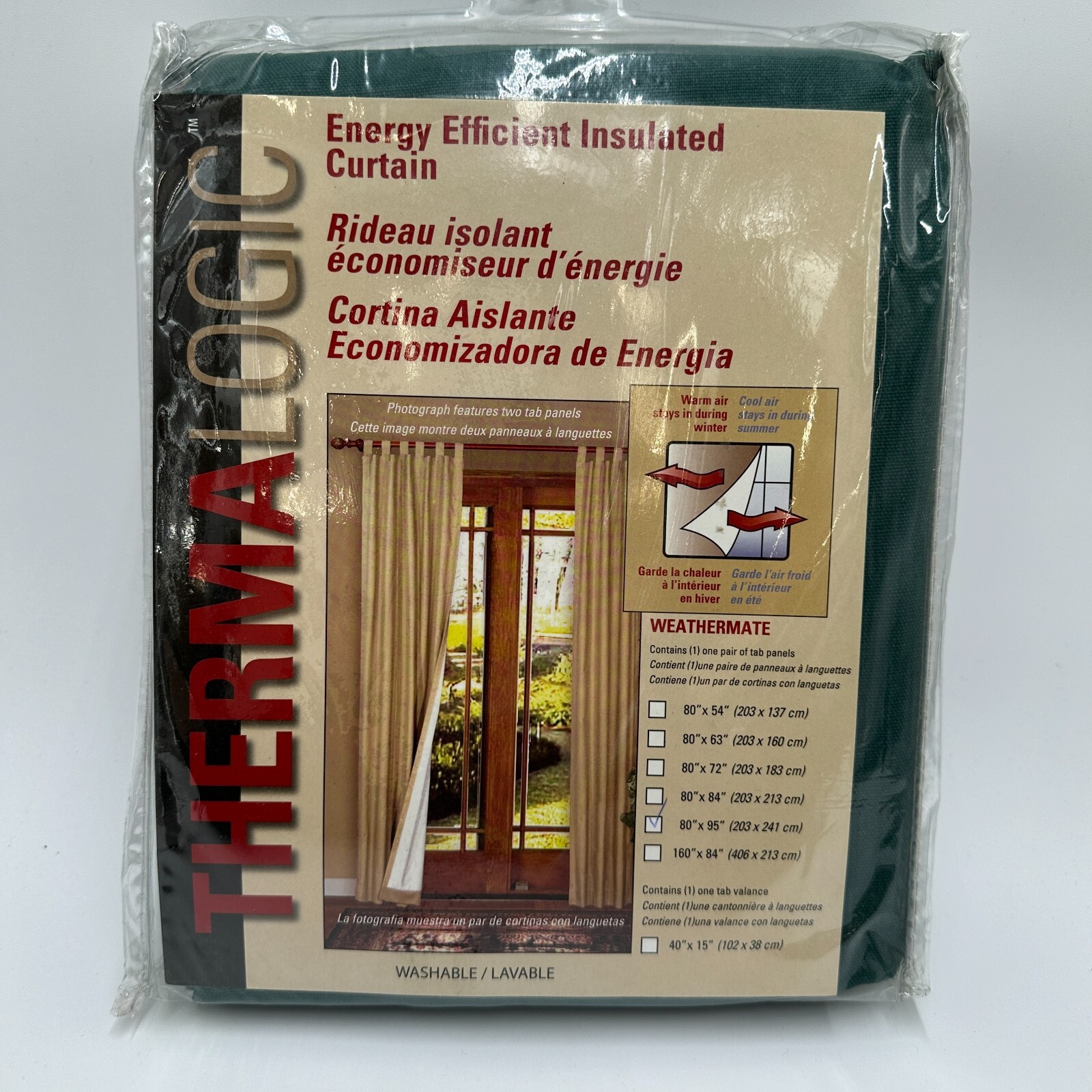 Commonwealth Thermalogic Insulated Solid Green Curtains Panels Set Tab Top 80×95