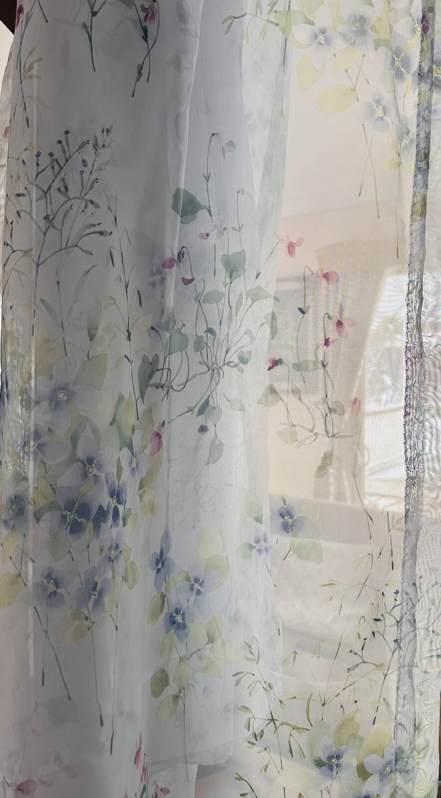 4 Vtg CROSCILL Sheer Floral Curtains 45×96” Pastel Colours Pink Blue Green NWOT