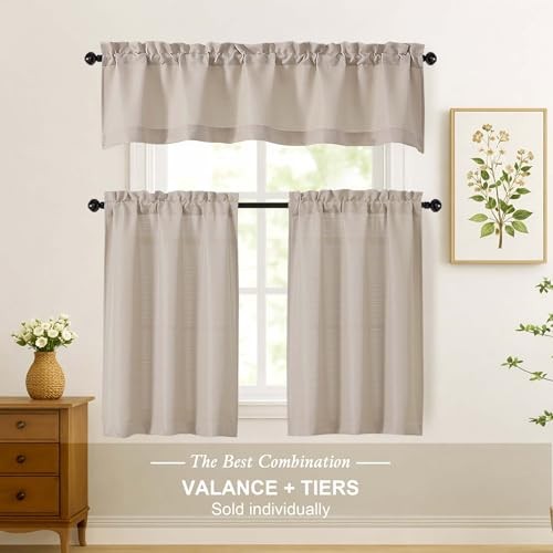 Valance for Windows – Light Filtering Faux 60″W x 12″L (Pack of 1) Linen