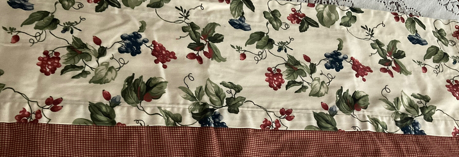 Floral/Check Curtain/Valance Lined 72 X 12’ Pre-own