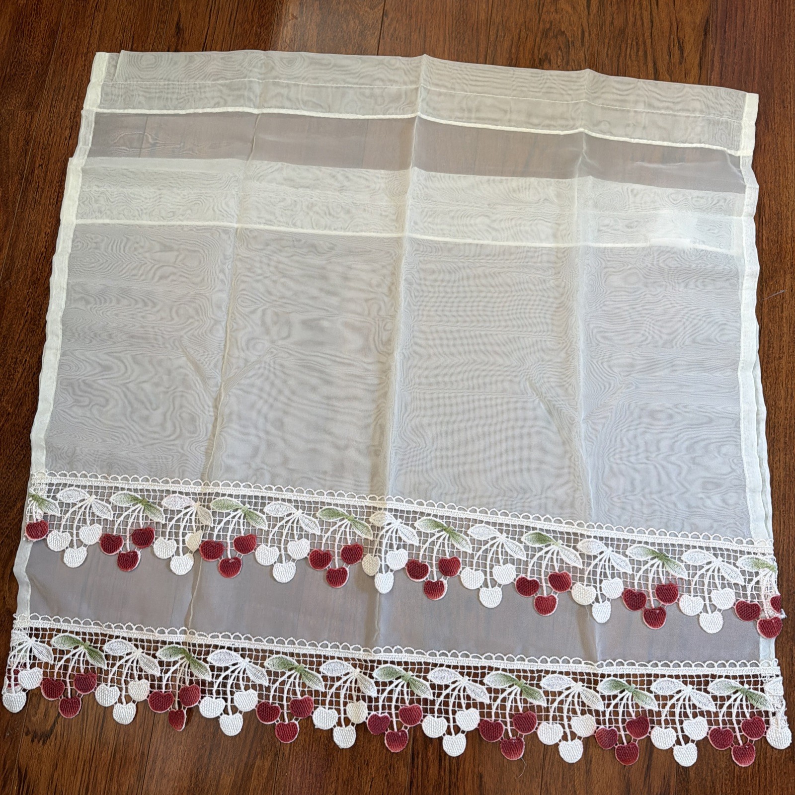 Peri Home Cherry Lace Cafe Curtain White Embroidered Cottagecore Window Tier