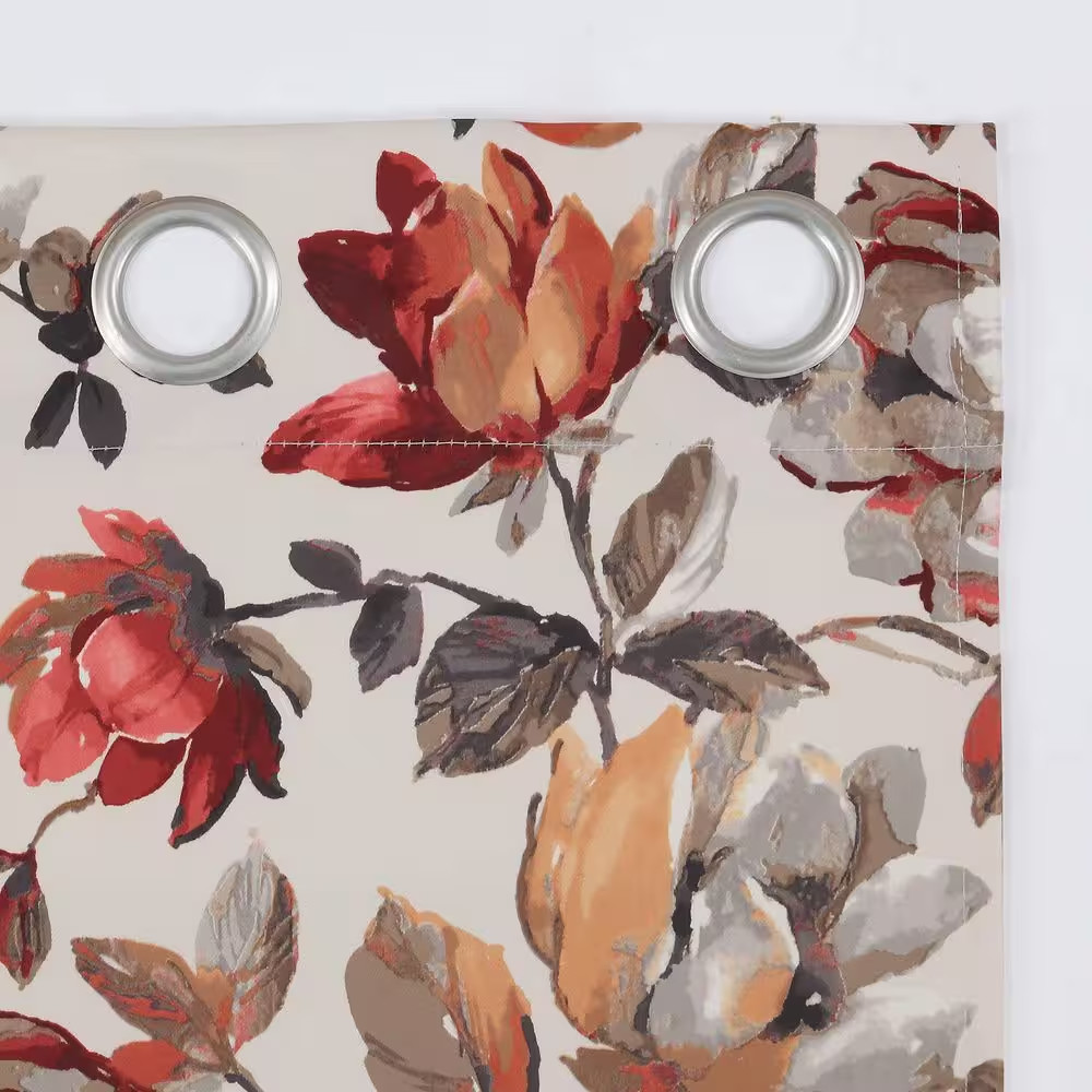 Irma Vintage Floral Stone 63 In. L X 40 In. W Blackout Grommet Curtain Panel