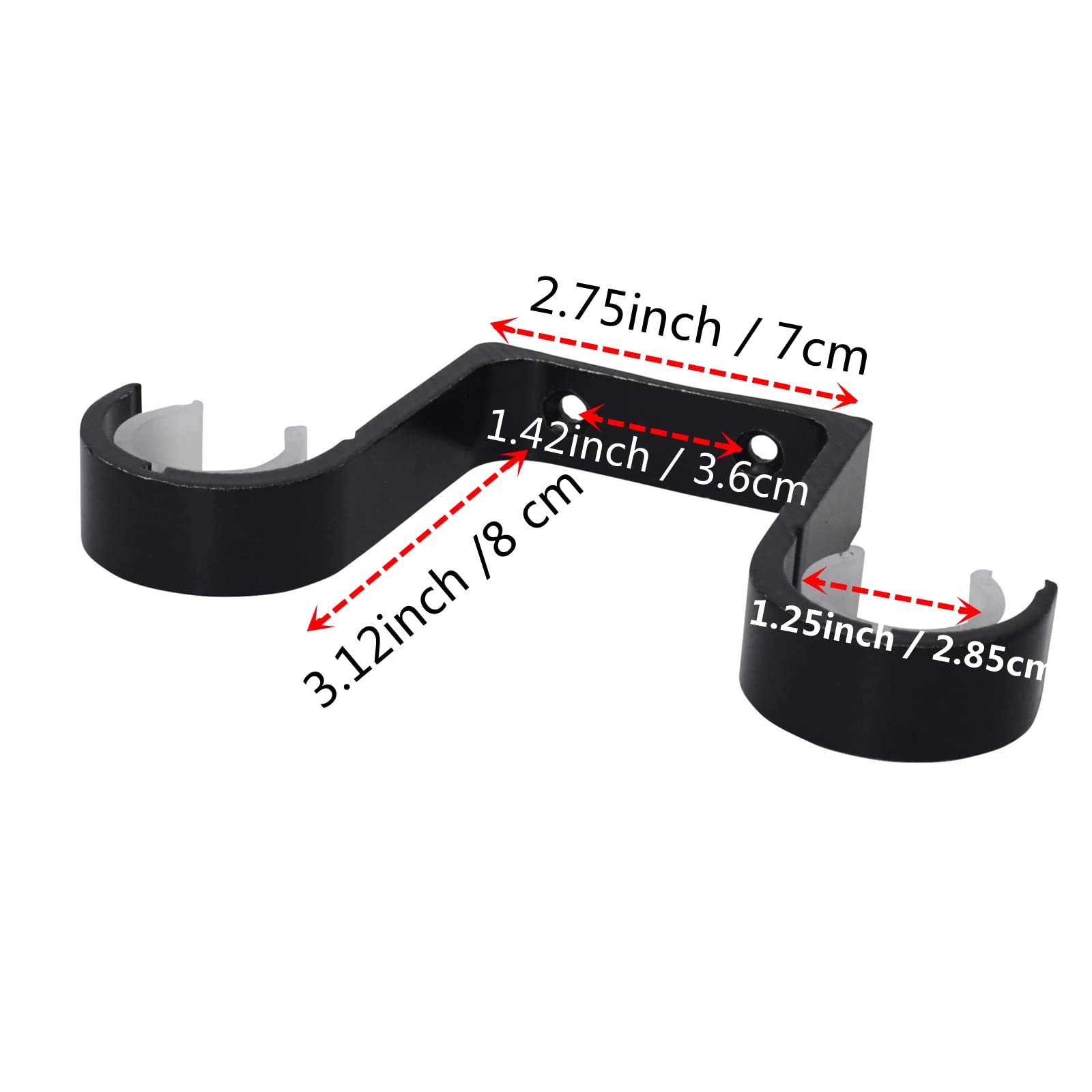 Aluminum Alloy Ceiling Mounted Curtain Brackets – 2Pcs, Black