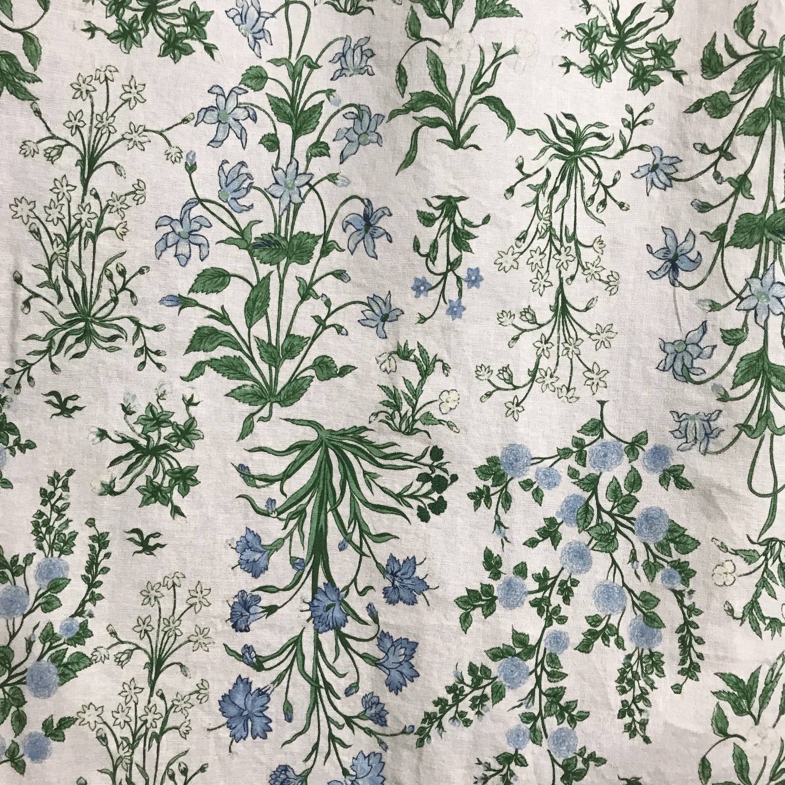Handmade Linen Blend Floral Curtains Custom Blue Green Window Drapery Panels