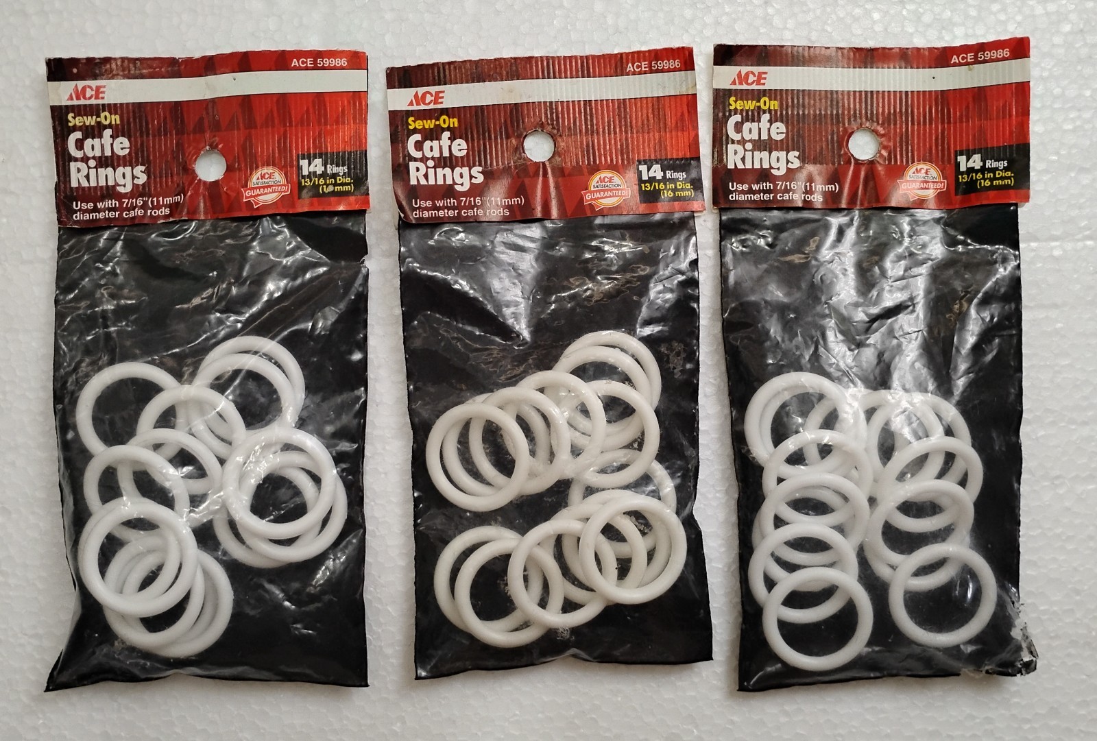 Ace Hardware Plastic Sew-On Cafe Rings 13/16 in. (16 mm) Dia. 14 Rings, 3pkgs