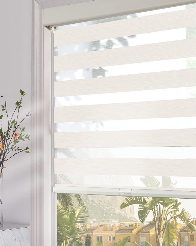 Persilux Cordless Zebra Blinds For Windows (32″ W X 72″ H, Beige)