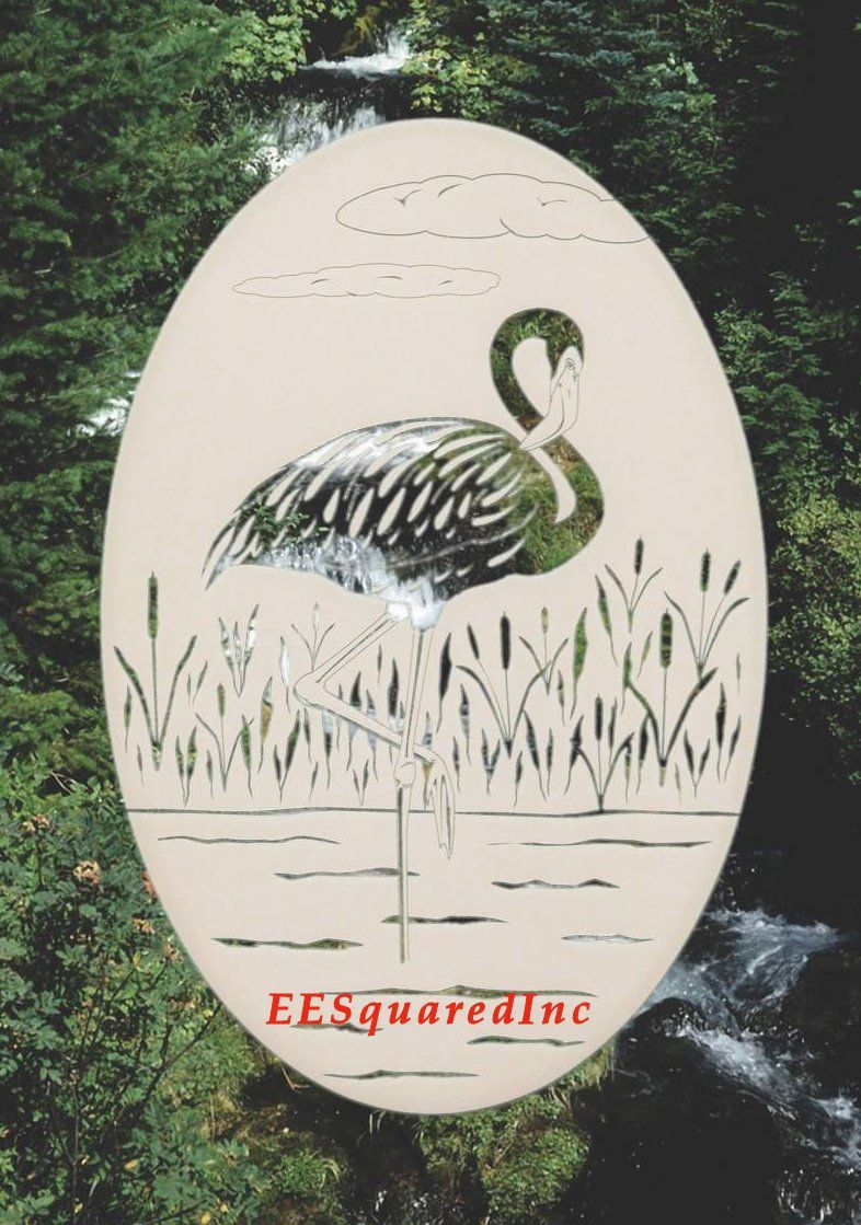 FLAMINGO STATIC CLING WINDOW DECAL New Oval 8×12 Tropical Bird Decor Left Facing