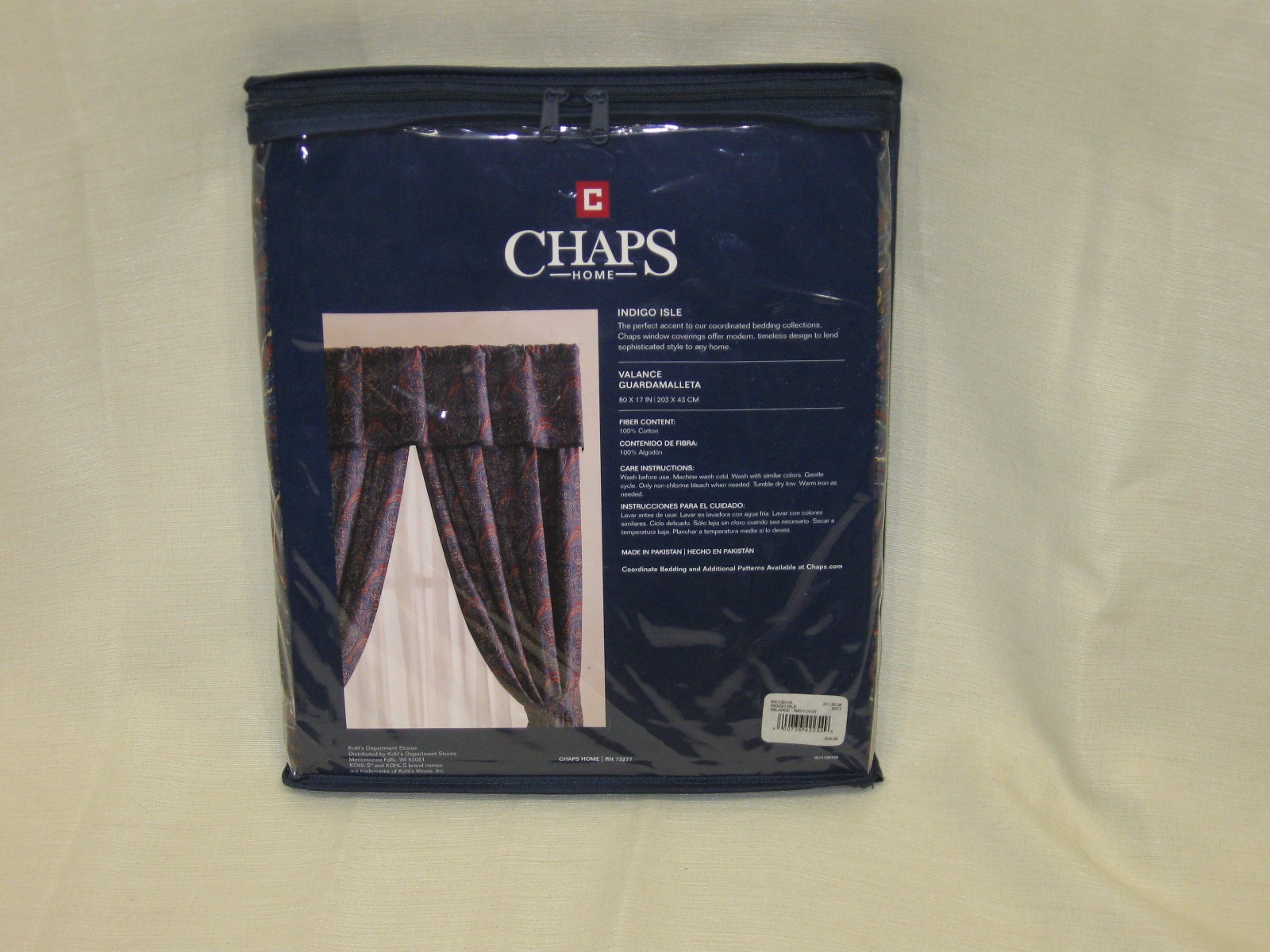 New Chaps Home ” Indigo Isle ” Window Valance 80″ x 17″