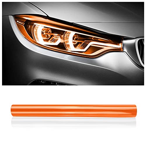 12 X 48inch Car Light Tint Film, Cuttable&Stretchability Car Headlight Orange