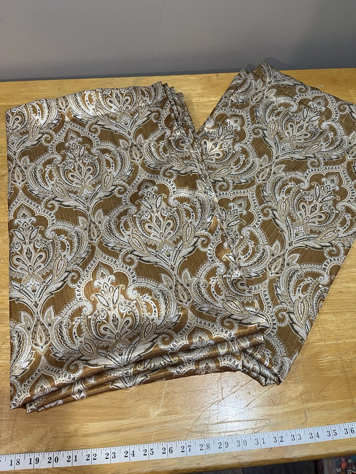 JCPenney Home Jacquard Copper Curtain (2) Panels 54×84” Art Deco Baroque