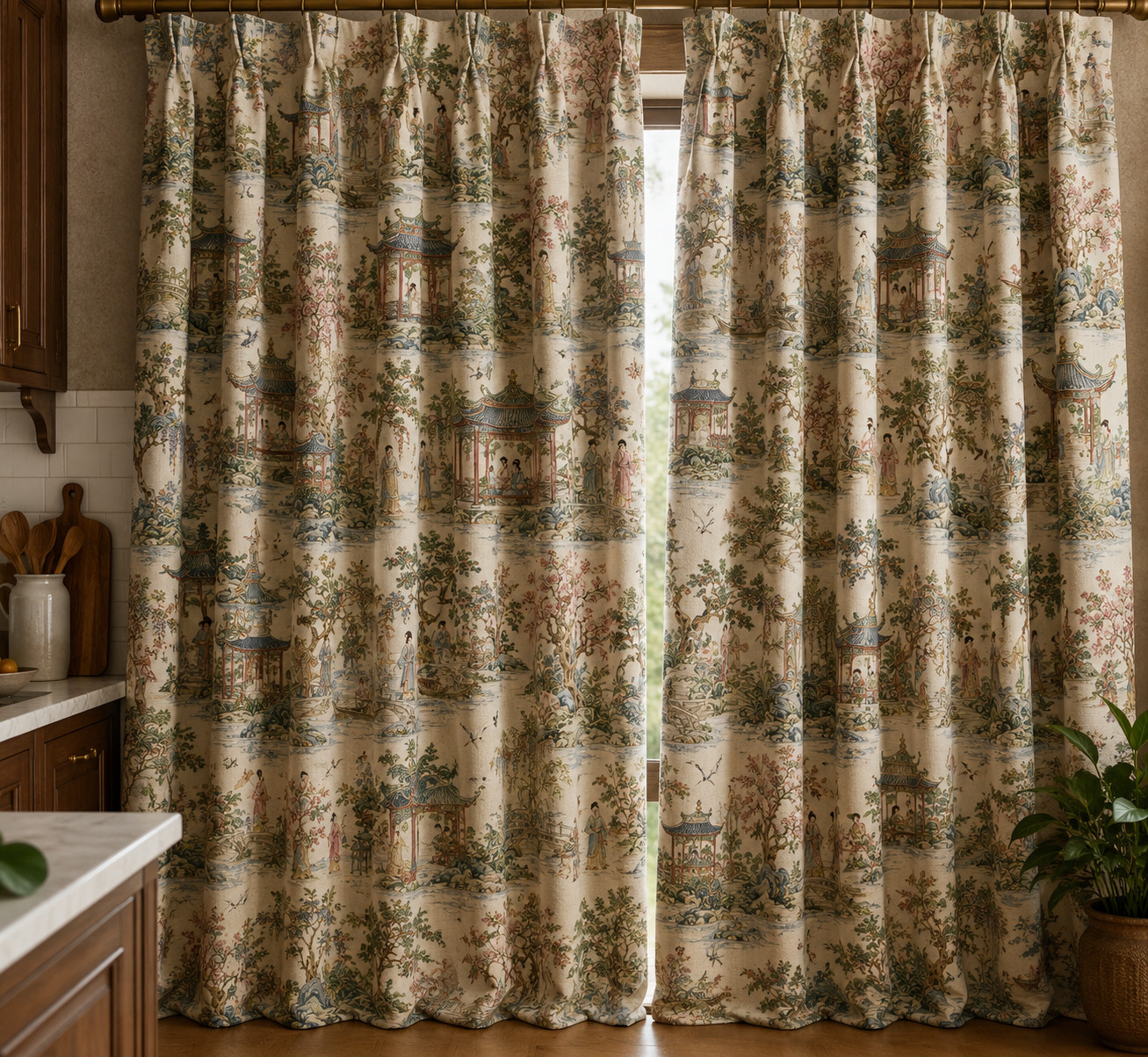 Thibaut Grand Palace Curtain Velvet Or Blackout, Art Nouveau Window Each Panel