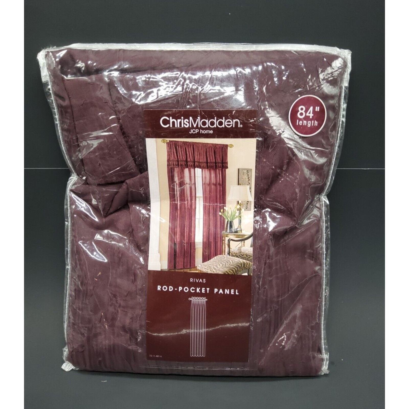 New Chris Madden Pocket Rod Drapery Panel Rivas 50″ x 84″ Burgandy