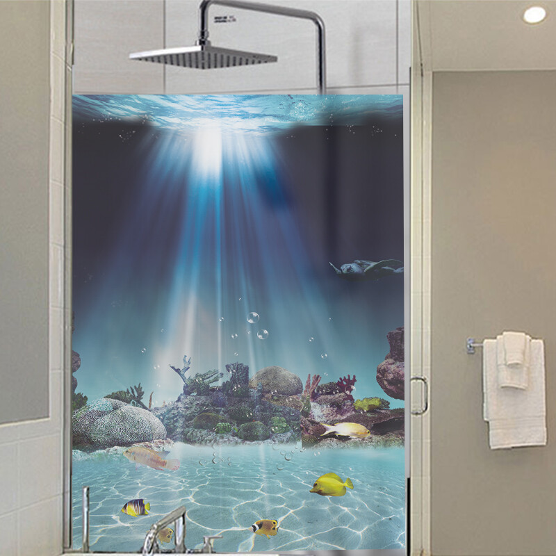 New Ocean Underwater Static Clings Frosted Glass Stained Window Sticker Film