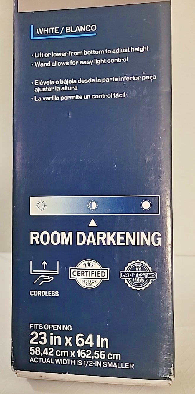 Project Source Room Darkening 1″ Cordless Vinyl Mini Blind White 27″ in x 64″