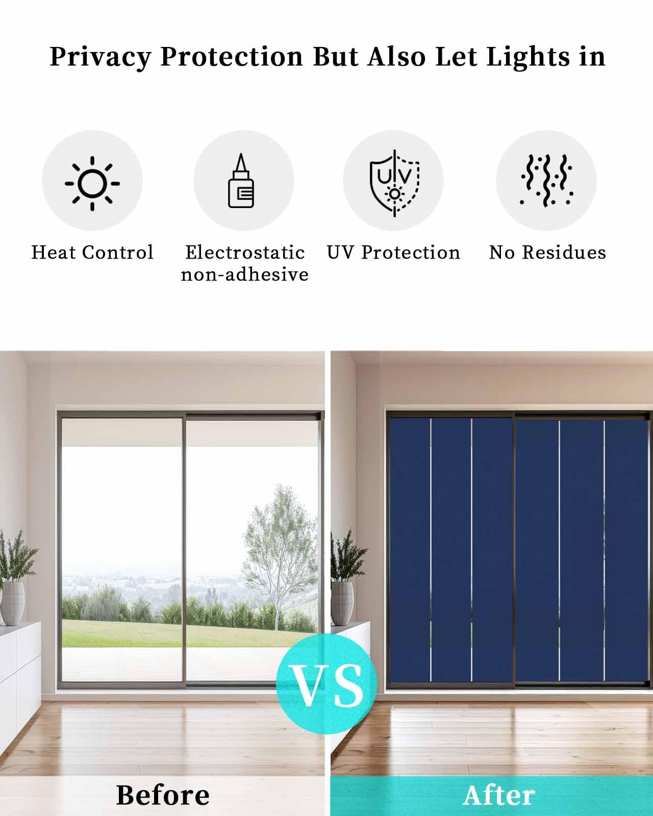 Window Privacy Film, Navy Blue UV Sun Blocking Window Tint Film Heat Control …