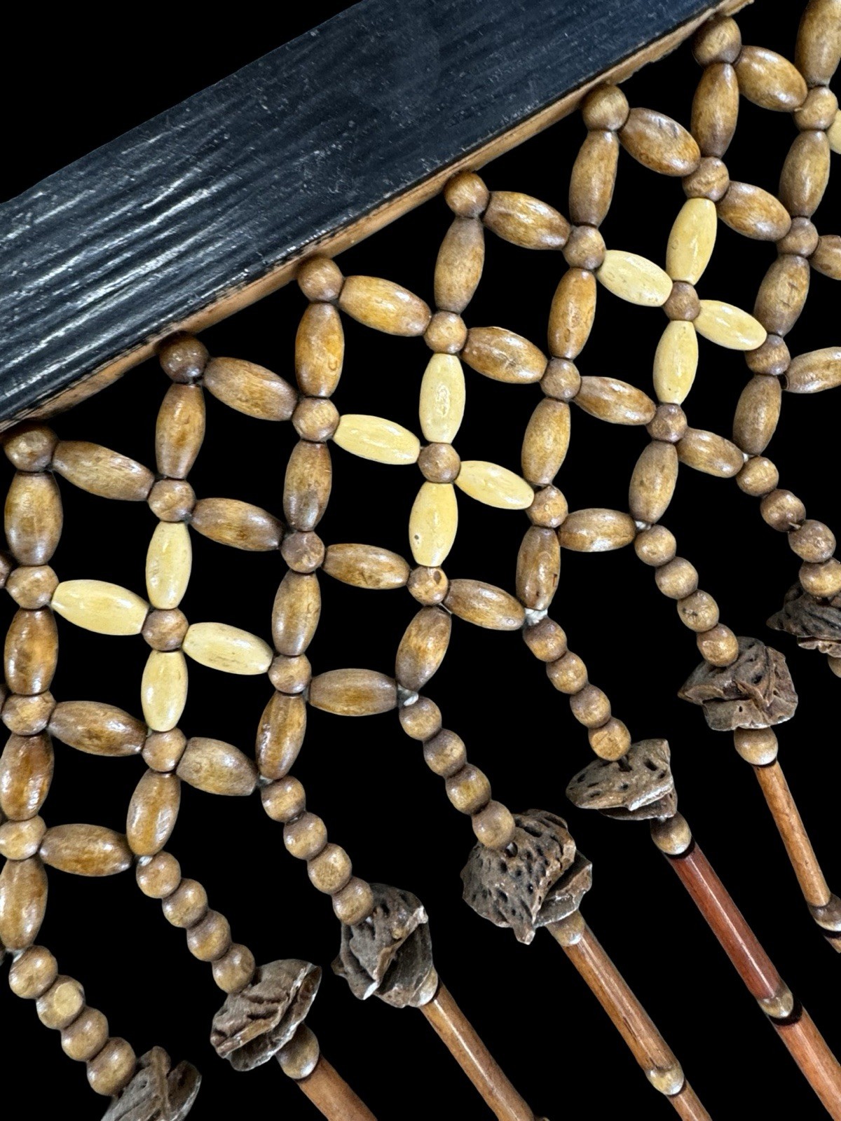 Vintage Handmade Wooden Beaded Curtain 36 x 71: Mid Century Boho Decor