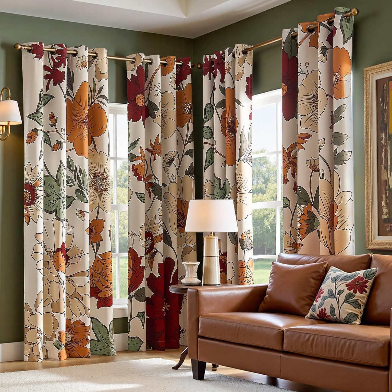 Vintage Floral Window Curtains 95 Blackout Drapes Room Darkening Grommet Panel