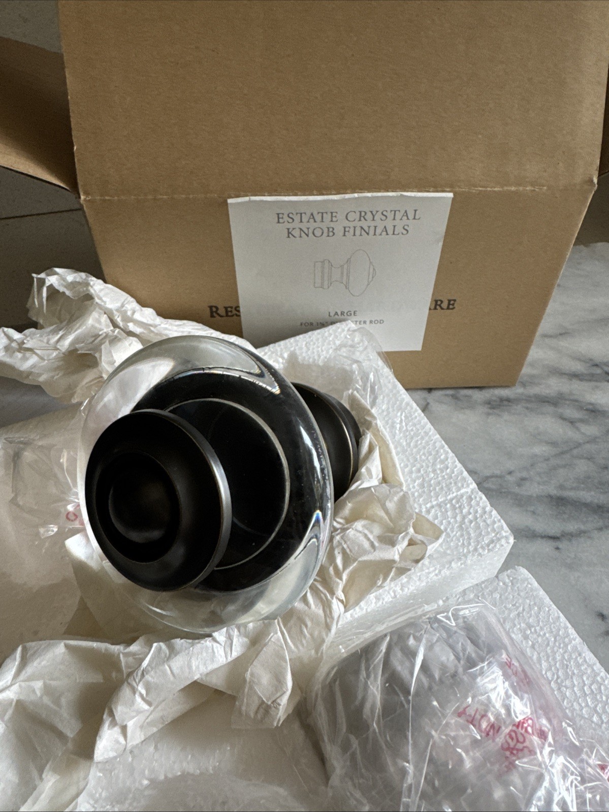 Restoration Hardware Estate Collection Crystal Knob Finials Large For 1 3/4″ Rod