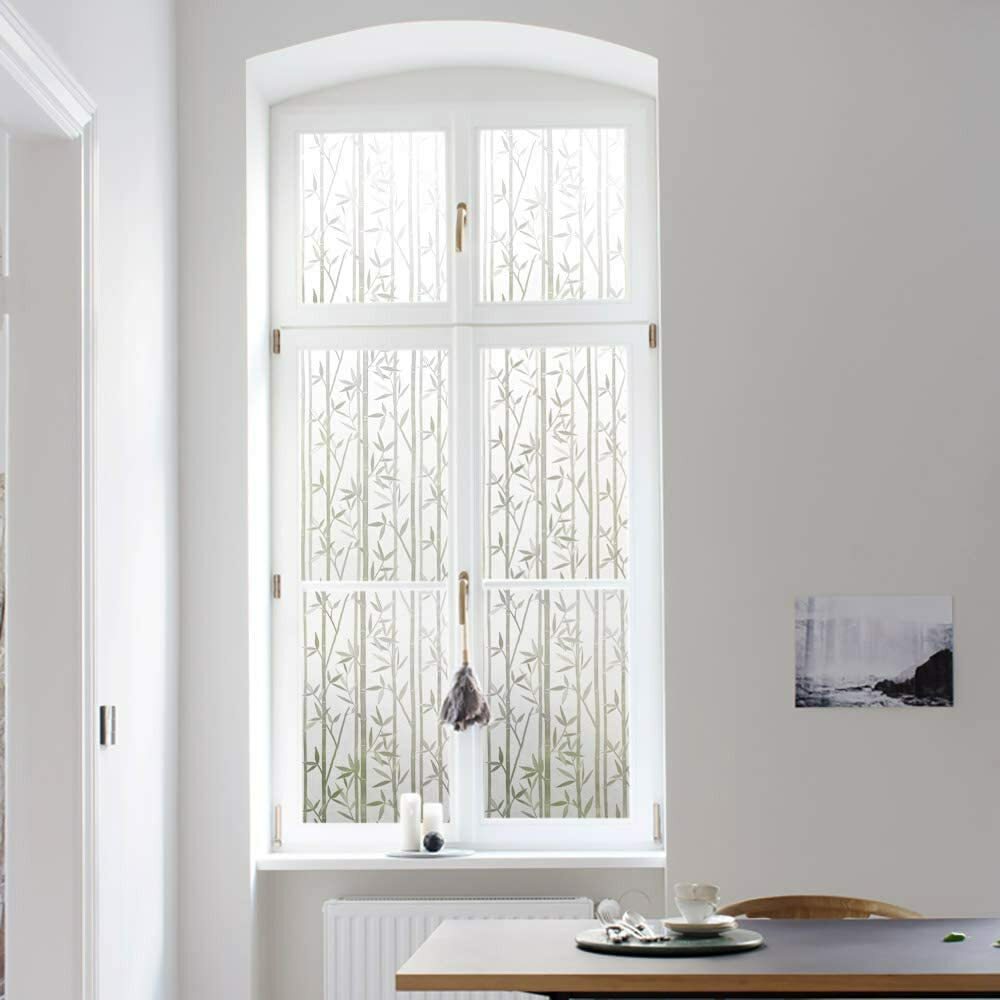 Bamboo Glass Window Film, Static Cling Window Sticker 17.7″x78.7″