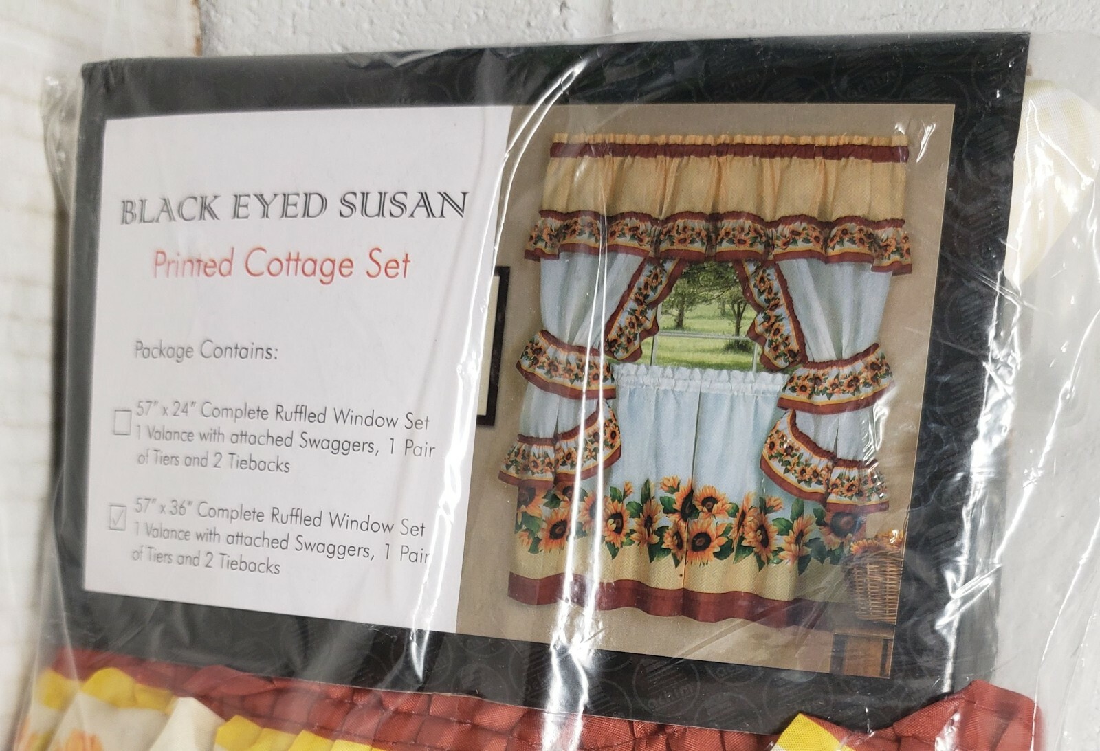 3 Pc Curtains Cottage Set: 2 Tiers & Swag (57″ x 30″) SUSAN SUNFLOWERS by Achim