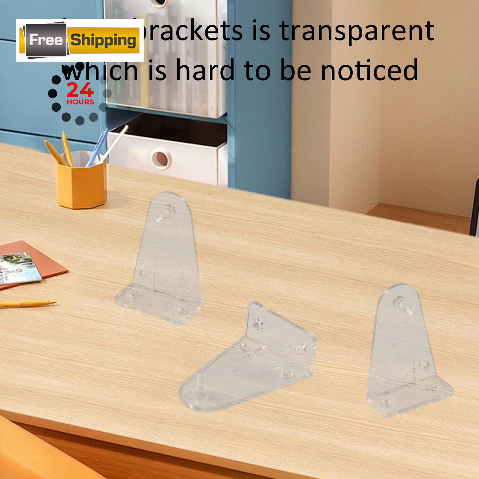 PDETVEO 4Pcs Hold Down Bracket for 2″ Blinds, Clear Plastic 4pcs, Transparent