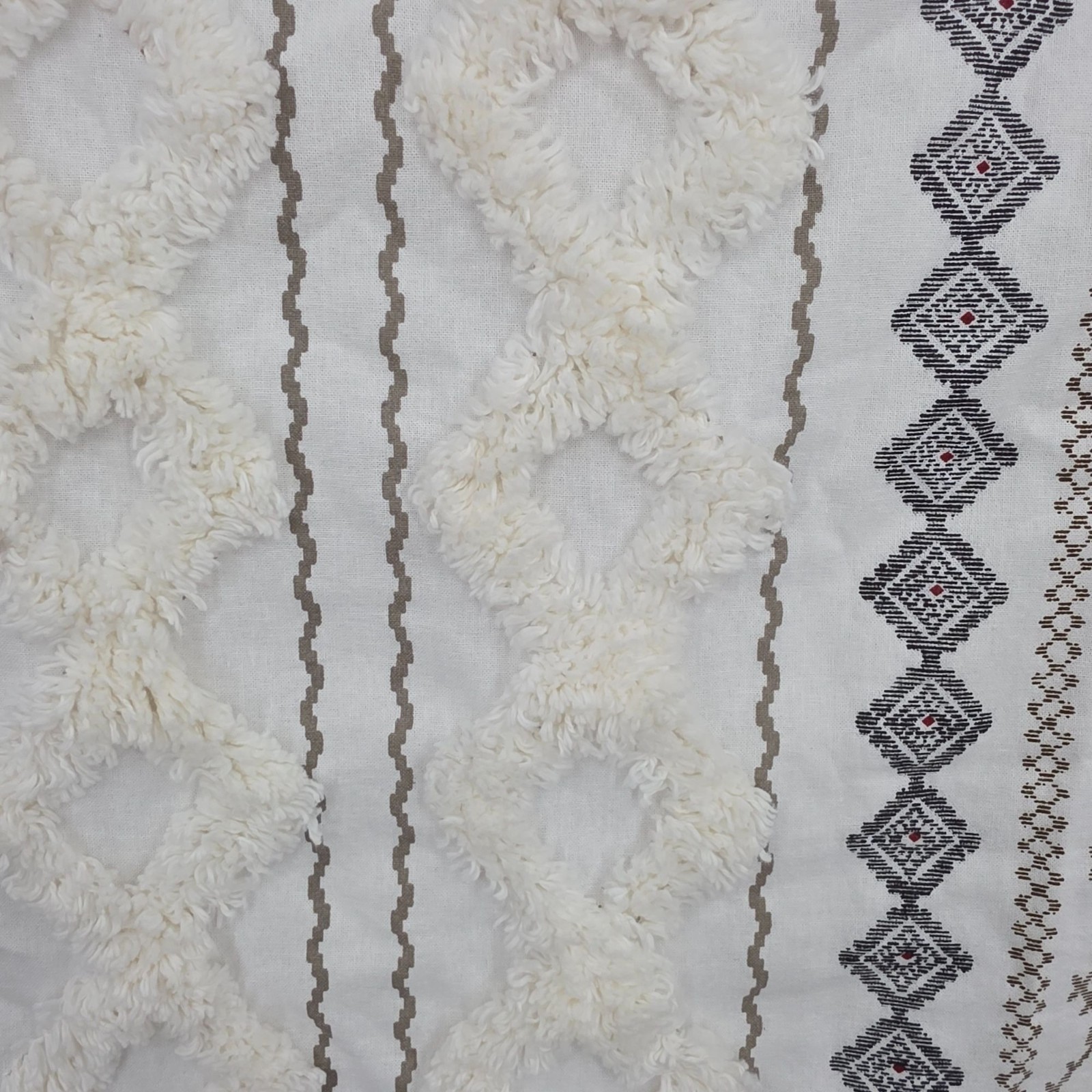 INK+IVY Imani Cotton SINGLE PANEL Curtain Drape Tufted Chenille Stripe Geometric
