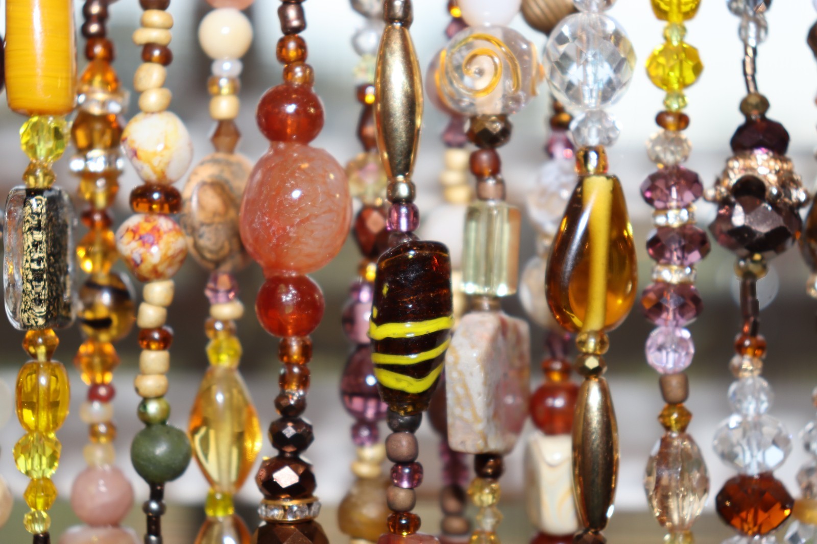 Beaded Curtain Glass and Copper Topaz Colors 50 Strands 35 Inches