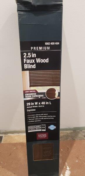Home Decorators Premium 2.5″ Cordless Faux Wood Blind Espresso 29 W x 48 L