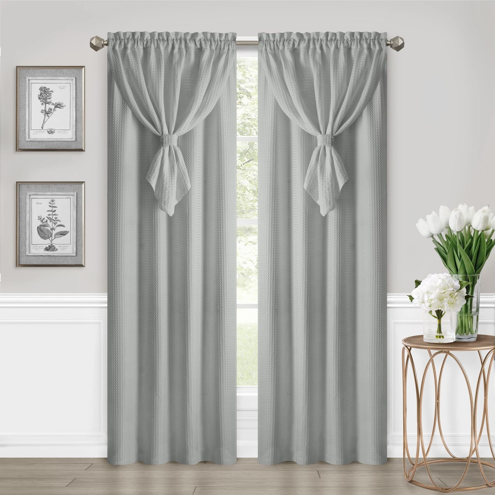ACHIM Allegra Window Curtain Panel with 42″W x 63″L (Pack of 1), Taupe